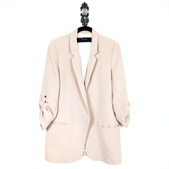 ZARA Gorgeous Blush Nude Pink Oversized Blazer S - Picture 2 of 8